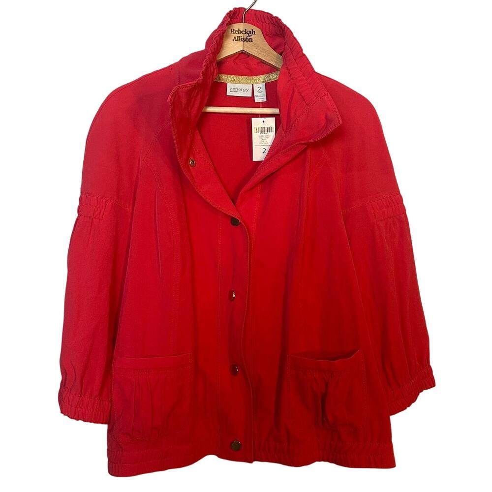 NWT Chico's Zenergy Neema Nadia Jacket Mai Tai Coral Red SZ 2 (Large/12) NEW - Picture 1 of 15